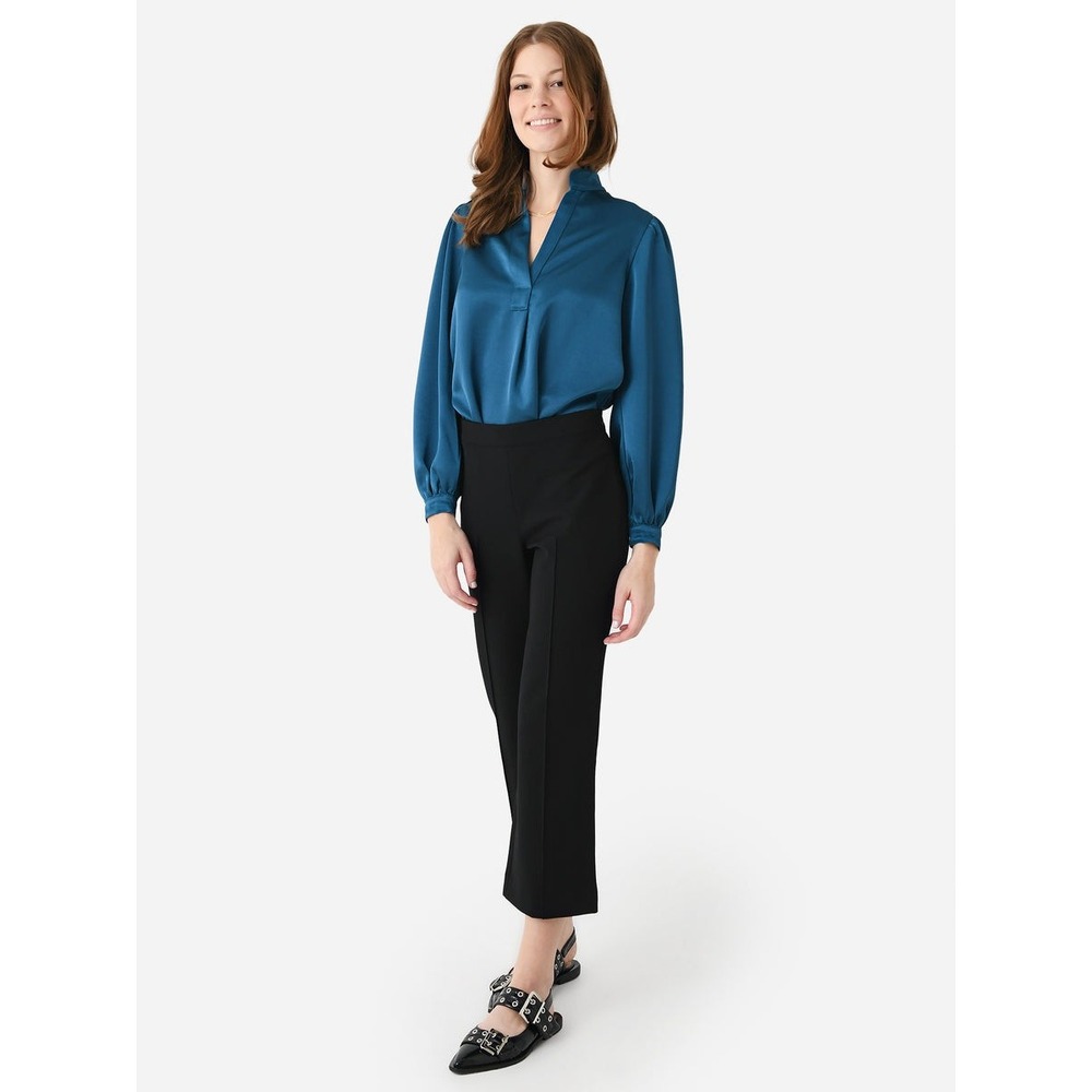 Vince Black Cropped Flare Pants Italian Fabric Side Zip Stretch Trousers 4